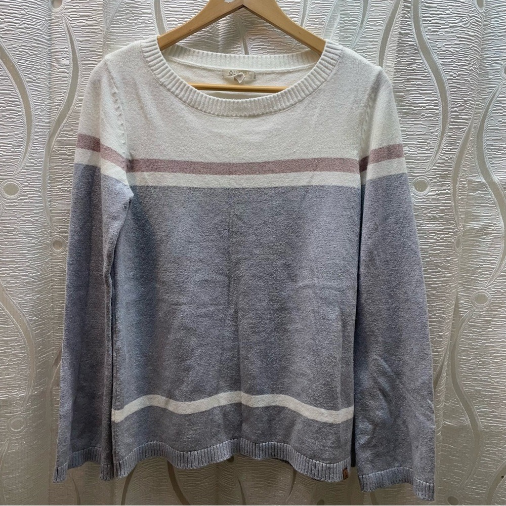 Weekender MaxCocos‎ Striped  Sweater Womens Medium Grey White Pink MCY4611AMD